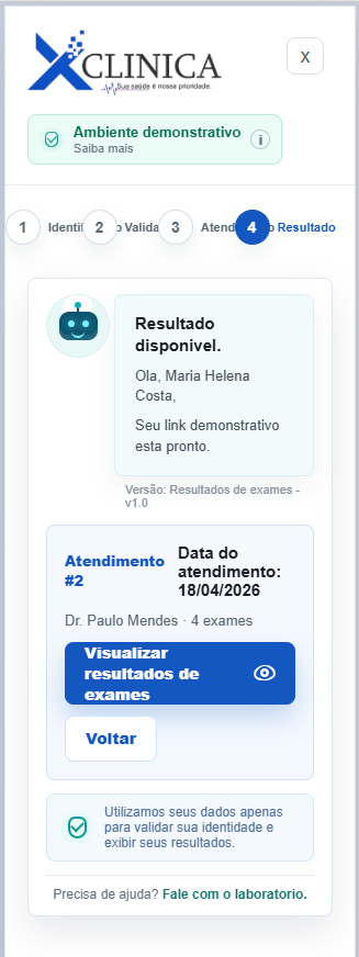 Tela mobile de resultado do Chatbot
